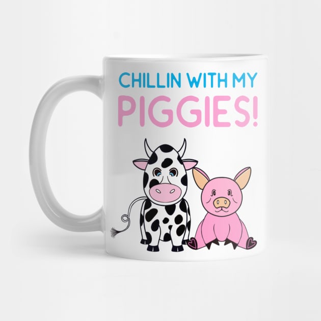 FUNNY Farm Animals Chillin With My Piggies - Funny Farm Animals Quotes by SartorisArt1